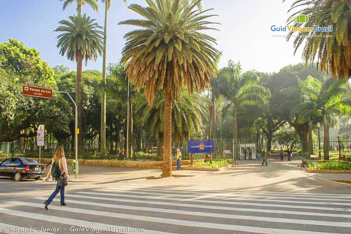 Imagem da entrada do Parque da Luz, na cidade de São Paulo.