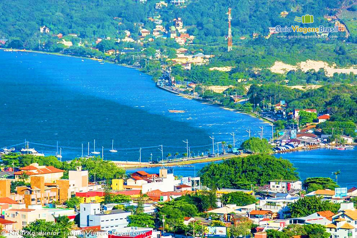 Imagem do alto das belezas da Lagoa da Conceição em Florianópolis
